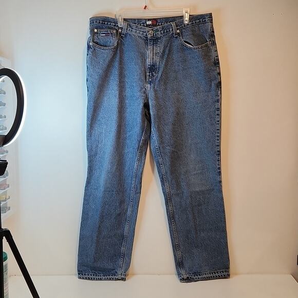 Vintage Tommy Hilfiger Y2K Denim Jeans Medium Wash Large Logo Men's Sz 40/32 - Picture 8 of 16